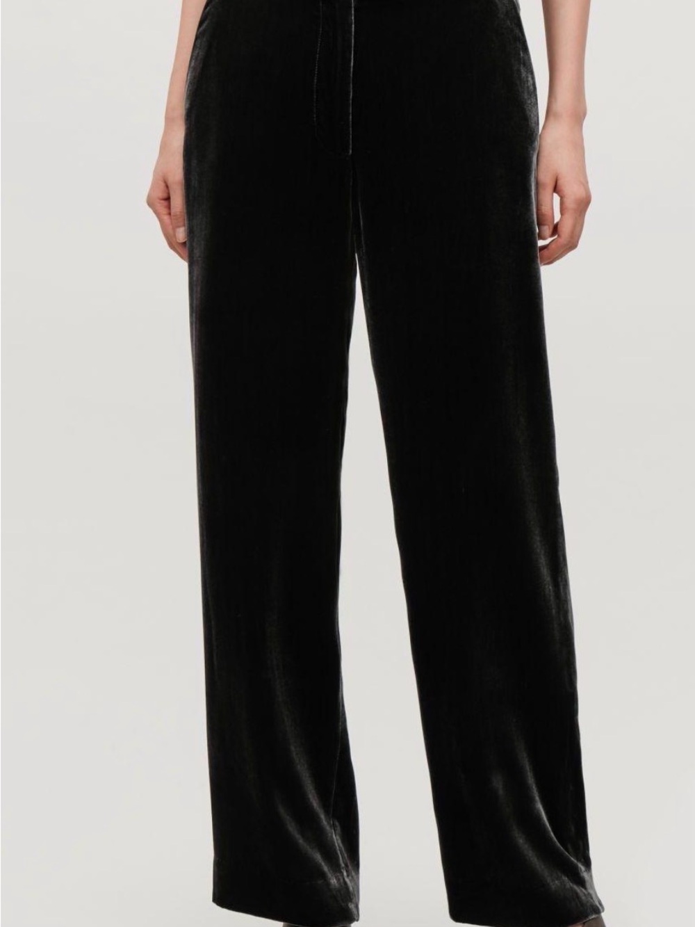 COS Velvet Wide Leg Trousers Grey Green Silk Blend Size 34 US 2